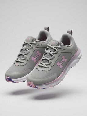Under Armour Kids Grey & Pink Lightweight Trainer
